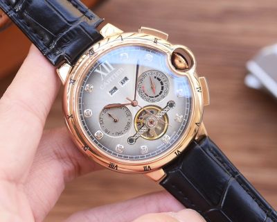 Cartier Automatic Movement 41*12MM Geniune Cowhide Leather Bracelet Watch